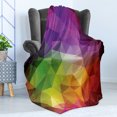 thumbnail image 4 of Abstract Soft Flannel Fleece Throw Blanket, Colorful Geometric Shapes Triangular Polygons Creative Surreal Print, Cozy Plush for Indoor and Outdoor Use, 70" x 90", Multicolor, by Ambesonne, 4 of 5