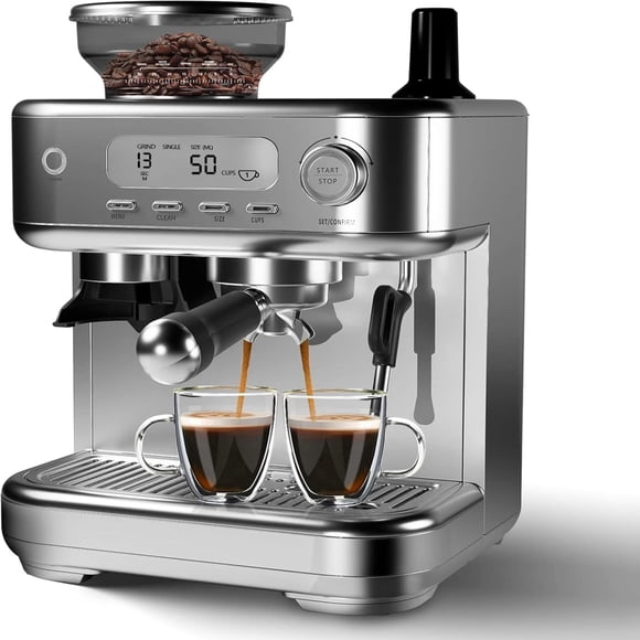 Eastvita Premium Semi-Automatic Espresso Machine with Built-in Grinder/Milk Frother 15 Bar Pressure/95Oz Removable Water Tank for Professional Coffee Making