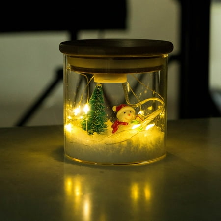 Diy Christmas Borosilicate Snow Decoration Lamp Jar Gift Birthday