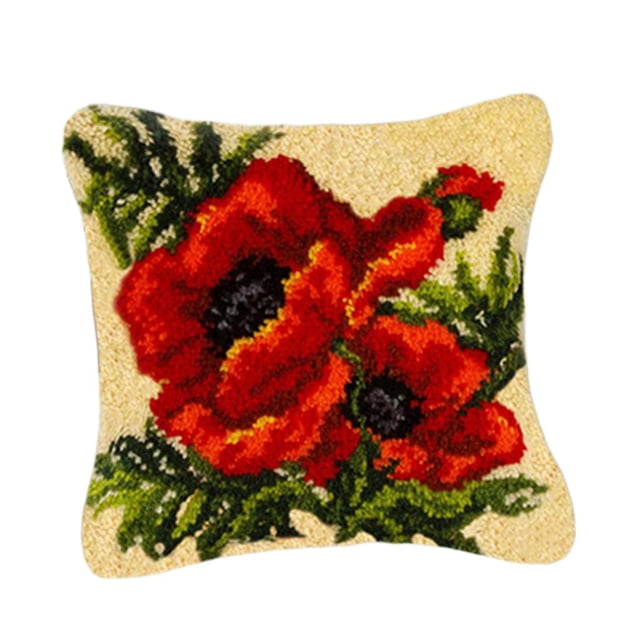 Kit de gancho de pestillo de flores para alfombra con patrón floral, artesanía de aguja DIY, alfombra peluda para niños de 17 x 17 Flor 7