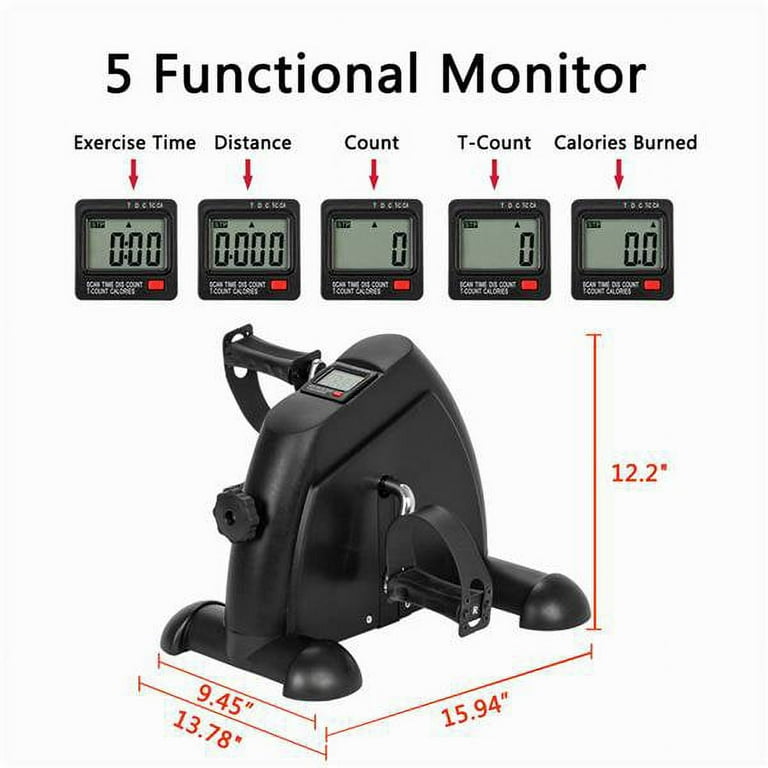 OTFitness Mini Exercise Bike Portable Pedal Stationary Bike Under Desk Exercise Bike Machine with LCD Screen Displays for Office Fitness Black