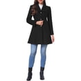 thumbnail image 2 of INSPIRE CHIC Women's Elegant Single Breasted Pea Coat Long Sleeve Winter Warm Coats Lapel A-Line Overcoat Work Office Outerwear XS Black, 2 of 6