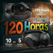 Hybrid Active Noise Cancelling Headphones Wireless Bluetooth Over Ear - 50dB ANC, 120H Playback, 6-MIC ENC Clear Calls, Hi-Res 360° Spatial Audio, Foldable Comfort for Travel Office