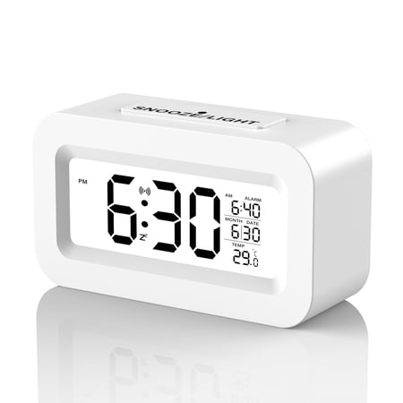 DAYBETTER Square Digital Alarm Clock, USB charging Clock Mini , Bedside Clock with Night Light, Large Display, Snooze, Temperature, for Living Room, Bedroom, Office