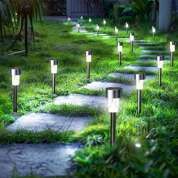 8/10/12 Pieces Outdoor Solar Path Lights, Stainless Steel Solar Outdoor Waterproof Lights, 35 MA LED Landscape Lighting Sidewalk Lights, Halloween/Christmas Solar Decorations, For Garden/Terrace/Lawn