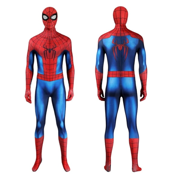 Cosplay Costume Halloween Superhero Role Play Outfit Spider Jumpsuit for Carnival Dress Up Performance Royal Blue 120