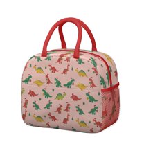 Womens Pink Christmas Dinosaurs Pattern Lunch Box for Work,Insulated Lunch Bag for Women,Loncheras Para Mujer,Leakproof Adult Lunch Bag for Work,Beach,Travel,Picnic,Camping
