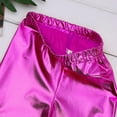 thumbnail image 5 of vastwit Girls Skinny Metallic Elastic Waist Leggings Tights Pants Stage Performance Dancewear Rose Red 110, 5 of 6