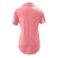 thumbnail image 4 of Womens T Shirts Tops V Neck Short Sleeve Comfortable Pure Color Basic Plus Size Womens Clothing,Pink,L, 4 of 5