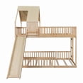 thumbnail image 5 of Full XL over Queen Floor House Bunk Bed with Slide & Built in Ladder, Kids/Teens Wood Bed Frame with Bedside Small Bookshelf, 5 of 8