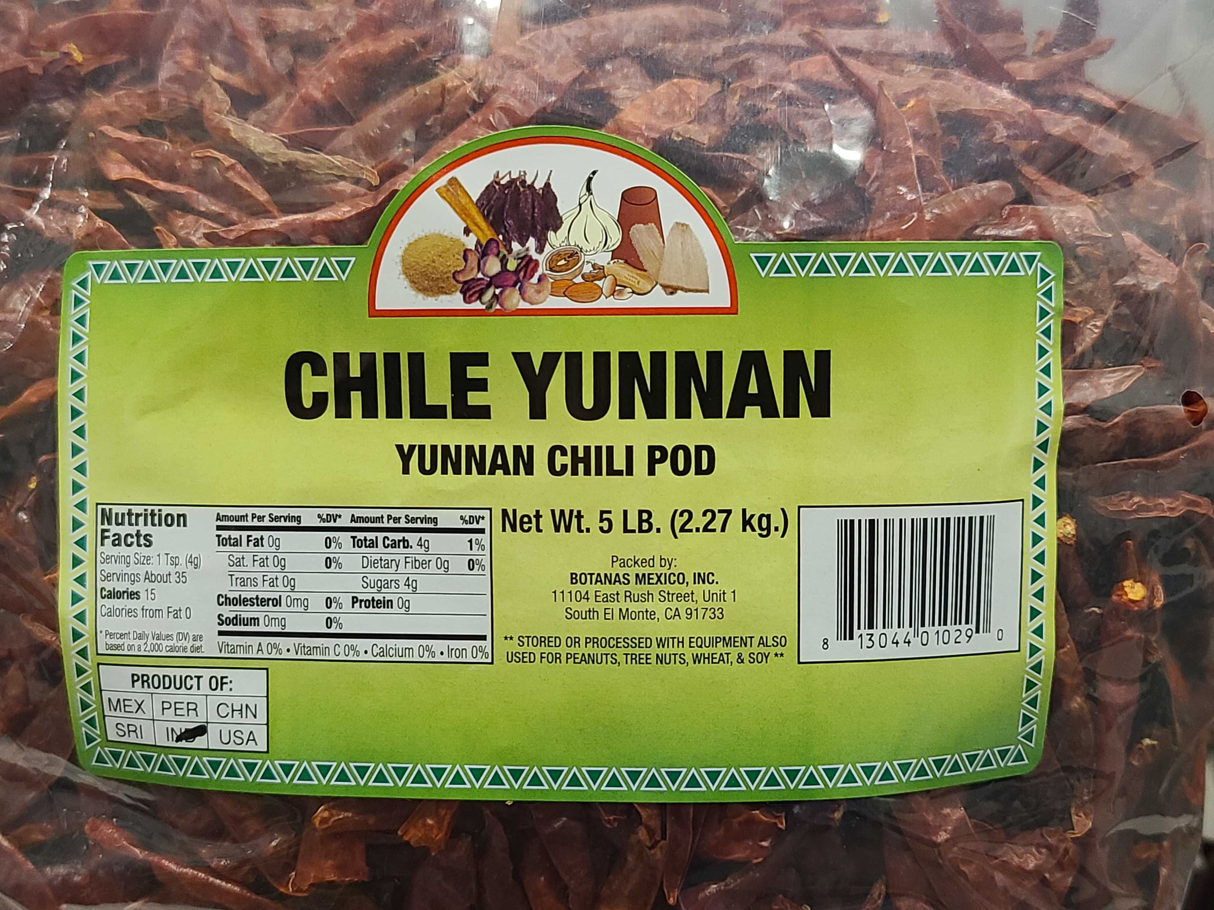 Chile Yunnan Yunnan Chili Pods 5lb Bag Dried Chiles Bulk Chiles Bulk Chilis