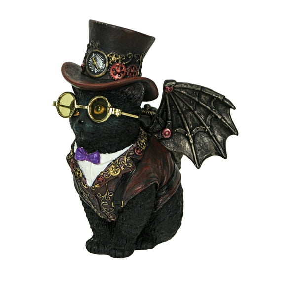 Veronese Design 5 1/4" Steampunk Victorian Inventor Top Hat Kitty Cat Resin Figurine Hand Painted Statue