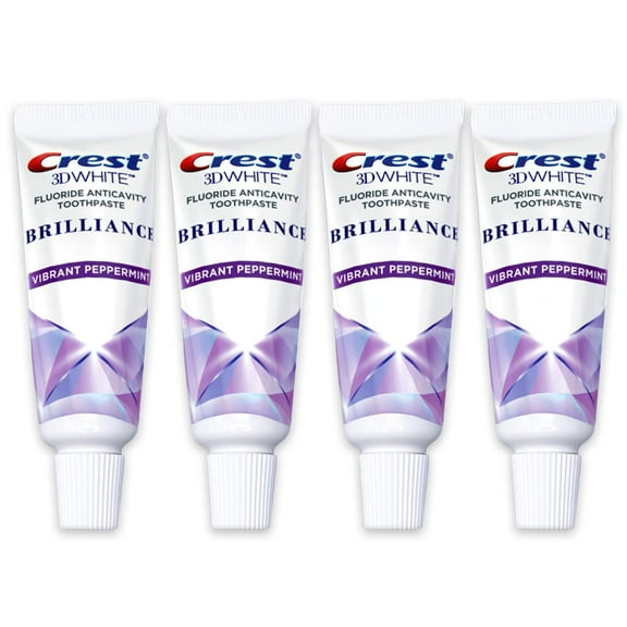 Crest 3D White Brilliance Toothpaste, Vibrant Peppermint, Travel Size 0.85 oz (24g) - Pack of 4
