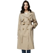 Orolay Women's Trench Coat with Belt Lightweight Double-Breasted Long Length Jacket