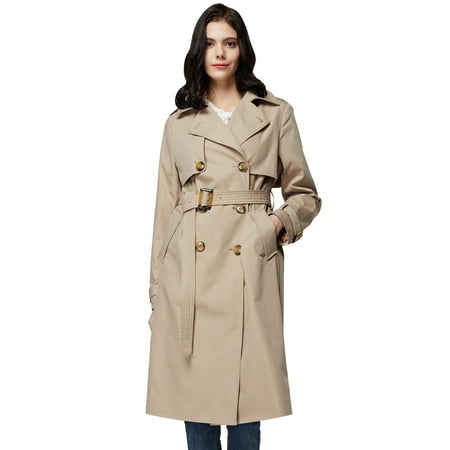 Orolay Women's Trench Coat with Belt Lightweight Double-Breasted Long Length Jacket