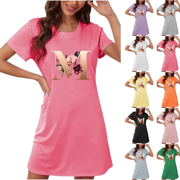 Sakmal Love Moomoo Nightgownss Women Plus Size Valentines Short Sleeve Sleep Dress Short Heart Print Nightgowns for Women L