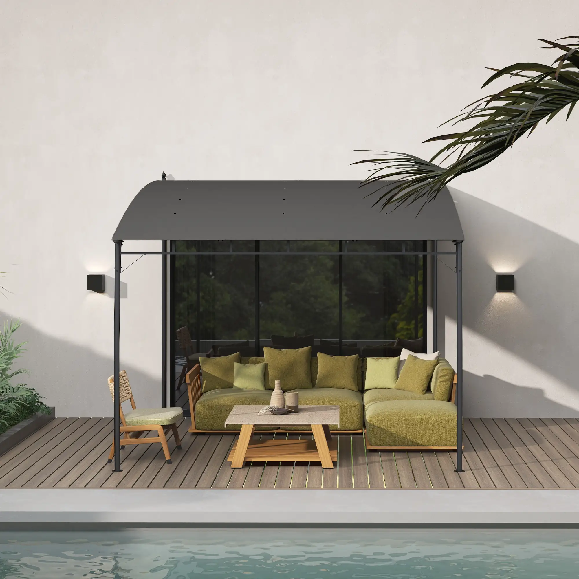 10' x 10' Outdoor Pergola Gazebo, Garden Sun Shade Shelter, Metal Frame, Gray
