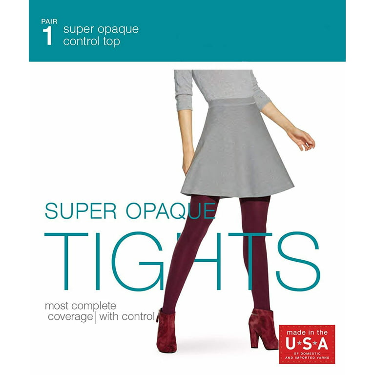 No nonsense Women's Super Opaque Control Top Tights 1 Pair Pack, Sizes  S-XXL 