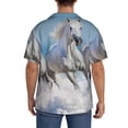 thumbnail image 3 of Sikiie Horses Running Through The Water Men's Wrinkle Free Untucked Cuban Shirt Business Casual Button Down Shirts Short Sleeve ShirtMedium, 3 of 5