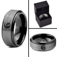 thumbnail image 4 of Tungsten Crescent Moon Howling Wolf Forest Trees Engraved Band Ring 8mm Men Women Comfort Fit Black Step Bevel Edge Brushed Gray Polished, 4 of 4