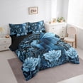 thumbnail image 2 of Erosebridal Animal Blue Dragon Bedding Comforter Set 7-Piece For Boys Girls,Vintage Flowers King Bedding Sets For Kids Teens,Black Reversible, 2 of 6