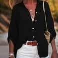 thumbnail image 5 of Dream Lifestyle Office Lady Shirt Solid Color Single Breasted Summer Lapel Three Quarters Sleeve Shirt for Daily Wear, 5 of 8