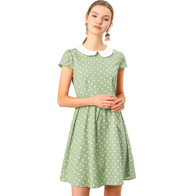 INSPIRE CHIC Women's Doll Collar Above Knee Hidden Zipper Back Dress