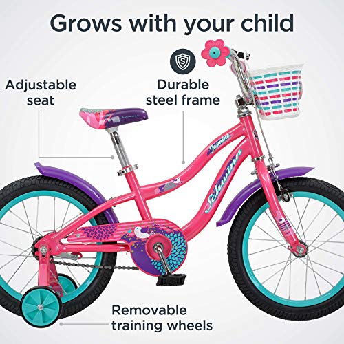 Schwinn Jasmine Girls Bike with Training Wheels, 16-Inch Wheels 