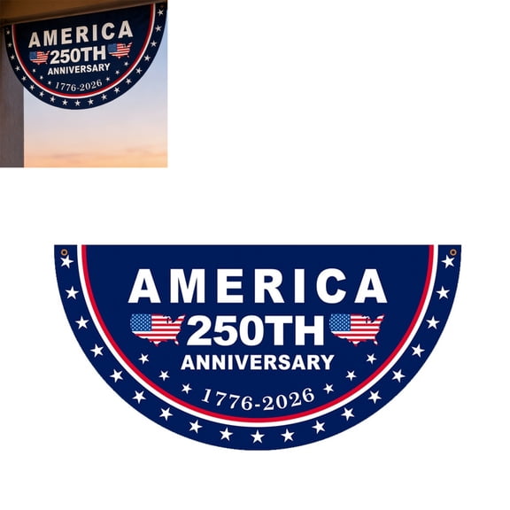 USA 250th Anniversary Bunting Flag 1776-2026, America 250th Birthday Bunting Patriotic Porch, Wall, Fence, Outdoor, 4th of July Decor 35X17 in,1,Blue,17.71x35.43"