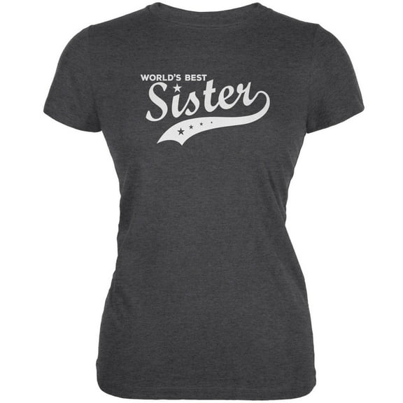 World's Best Sister Dark Heather Juniors Soft T-Shirt - Medium