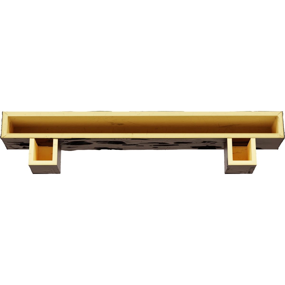 Ekena Millwork 4"H x 6"D x 60"W Pecky Cypress Faux Wood Fireplace Mantel Kit w/ Alamo Corbels, Premium Mahogany