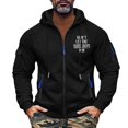 thumbnail image 3 of Men's Letter Print Zip Up Hoodie with Arm Pocket, Casual Cardigan Sweatshirt, Large Size Fleece Jacket with Motivational Quote for Gym, Christmas, Daily Wear,Multicolor,L, 3 of 5