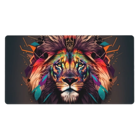 ZICANCN Gaming Mouse Pad, Wildly Colored Lion Large Mouse Mat Desk Pad, Keyboard Mouse Mat, 15.8x29.5 inch