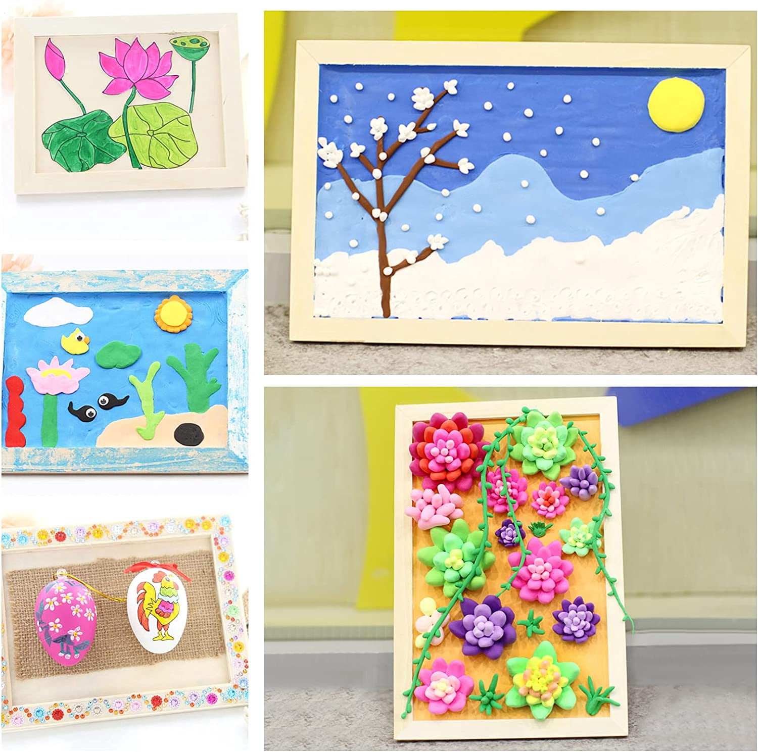 6pcs Wood Painting Canvas Panels Blank Drawing Boards for Oil & Acrylic Painting Rectangle BurlyWood 30x20x0.8cm Inner Diameter: 26.4x16.4cm