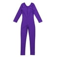 thumbnail image 5 of Sinleey Kids Boys Girls Long Sleeve Full Body Jumpsuit Ballet Dance Gymnastic Sports Leotard Bodysuit Purple 7-8, 5 of 7