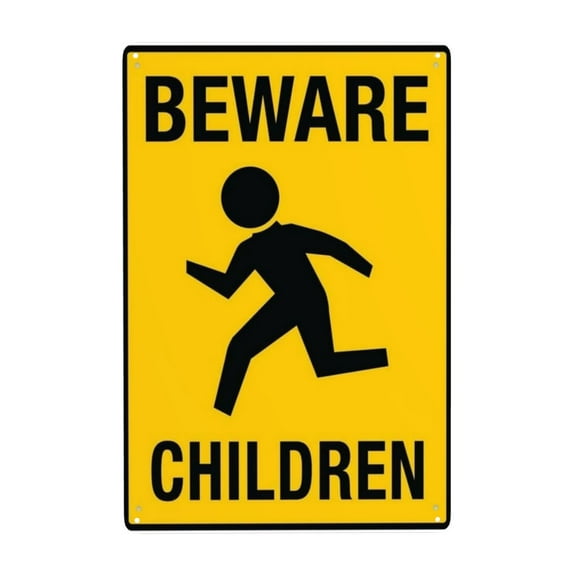 Beware Children Sign Aluminum Metal Tin Sign Warning Sign Vintage Sign Wall Decor for Home Farm Bar Coffee Shop Club Decoration 8x12 Inch