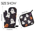 thumbnail image 2 of Yayeee Oven Mitts and Pot Holder Set of 4 Heat Resistant Kitchen Gloves Baking Hot Pad, White Halloween Ghosts, 2 of 5