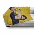thumbnail image 3 of Girl Power Soft Flannel Fleece Blanket, Pop Art Style Pin up Girl Illustration Colorful Woman with Starburst Background, Cozy Plush for Indoor and Outdoor Use, 50" x 70", Multicolor, by Ambesonne, 3 of 6