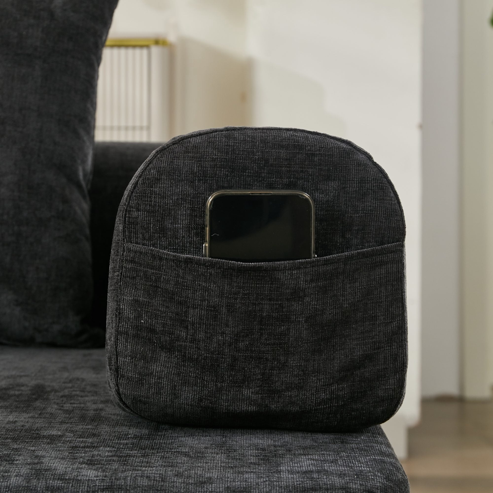 Aukfa Convertible Sleeper Sofa Bed King Floor Futon Couch for Living Room Bedroom, Chenille, Black