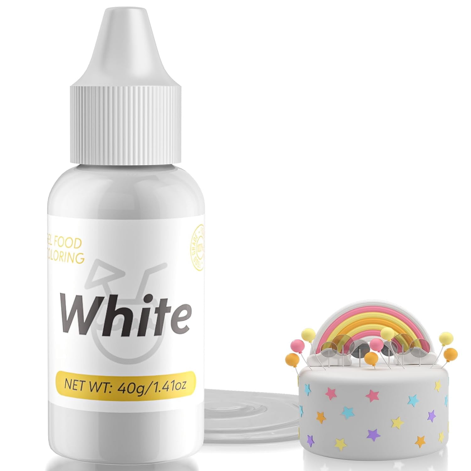 Gel Food Coloring for Cake Decorating - 40g Concentrated Assorted Edible Colors - Vibrant Tasteless Food Dye Professional-Grade Dye for Easter Eggs Fondant Cookies Frosting Royal Icing Baking - White