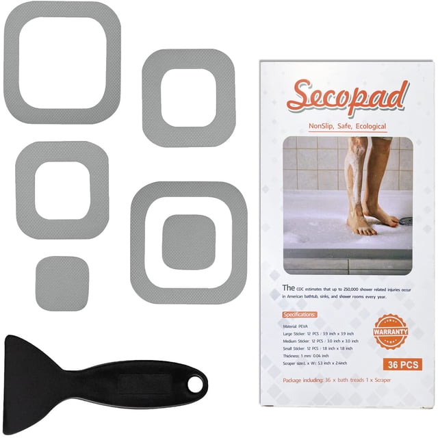 Adhesivos antideslizantes para bañera Secopad Safety Bathroom, 72 unidades, color gris