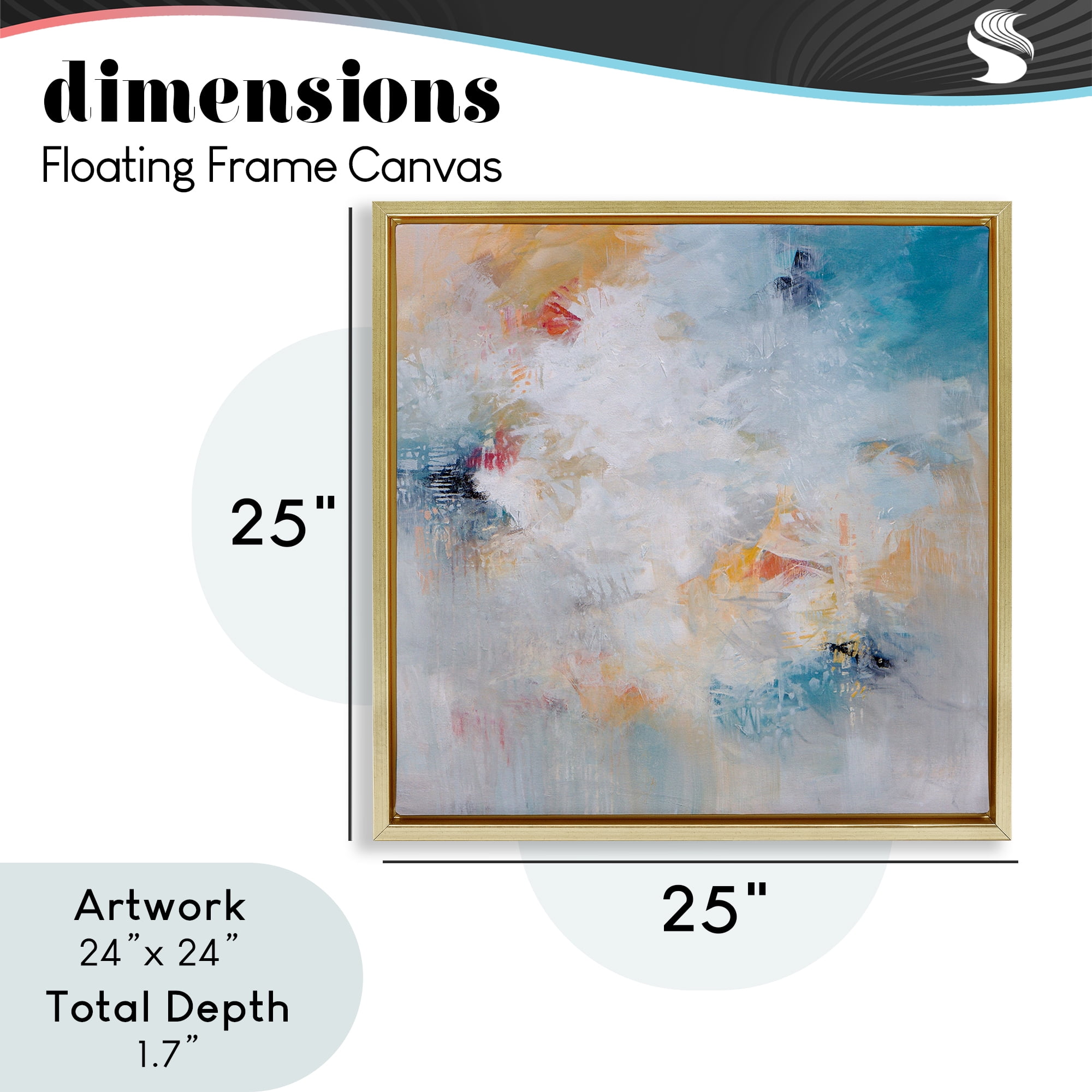 Veiled Dance Abstraction Gold Framed Floater Canvas Wall Art, design by Karen Hale