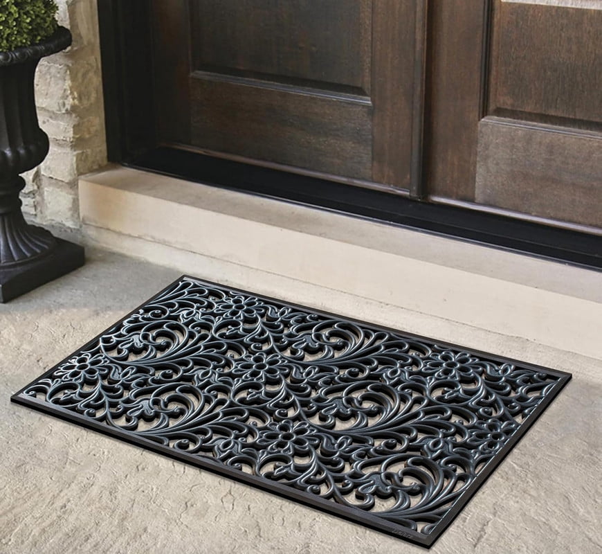A1HC Floral Paisley Large Outdoor Doormat, Natural Rubber, 30”x48”, Ideal for Outside Entryway, Scrapes Shoes Clean of Dirt & Grime, Heavy Duty Mat for Indoor Outdoor & Busy Areas