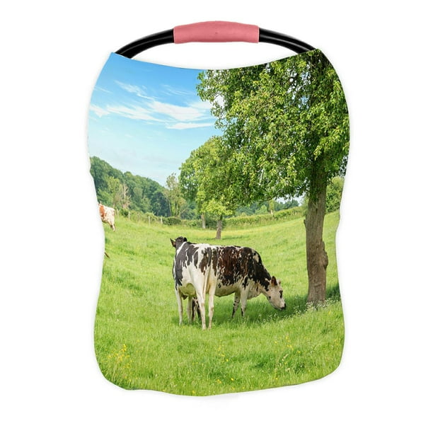 Abphqto Norman Black And White Cows Grazing On Grassy Green Field Nursing Cover Baby Tfeeding Infant Feeding Car Seat Stroller Cat Canopy Breathable Com Baby Tfeeding Infant Feeding Cover, Cow Car Seat Cover Baby