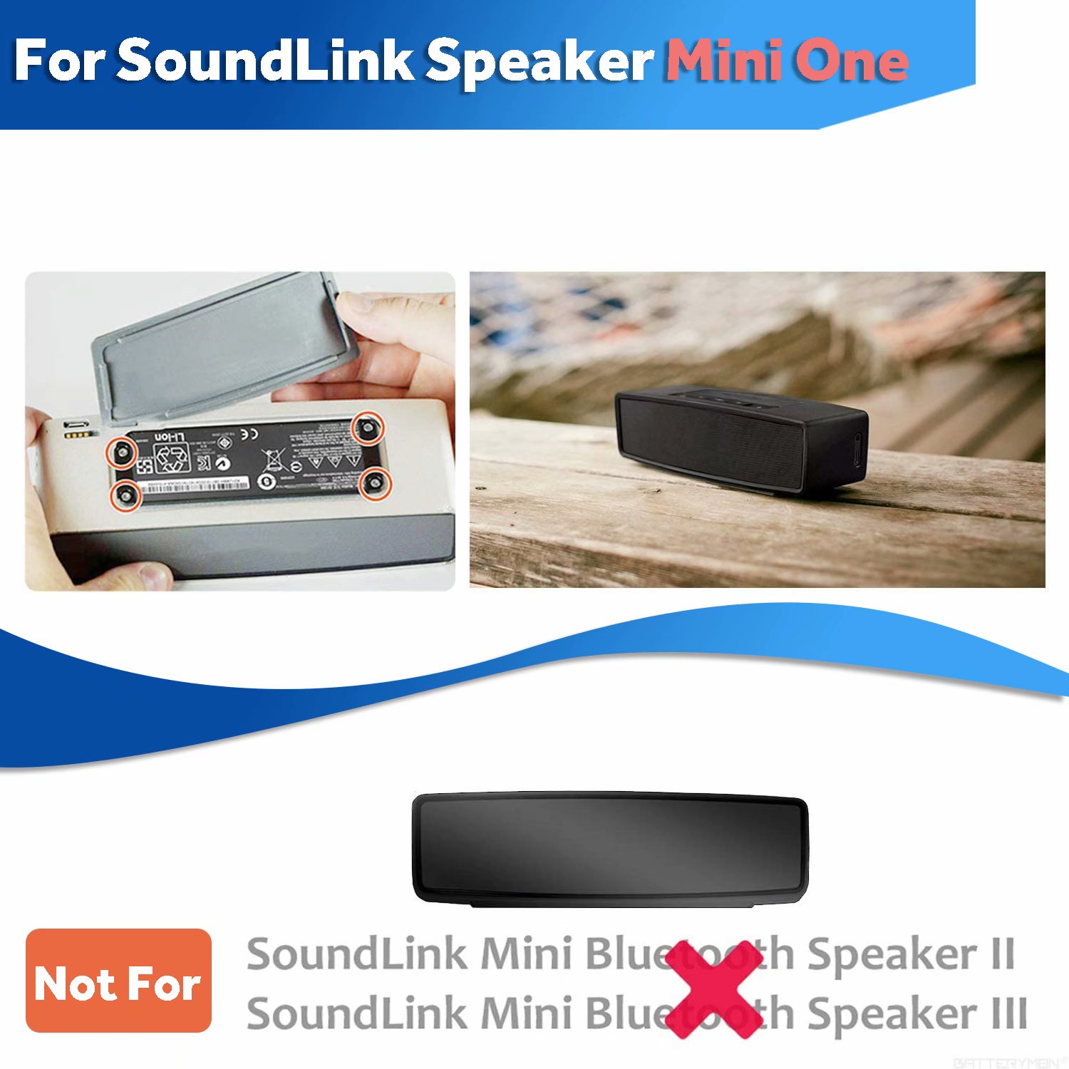 Zmoon 061384 061385 061386 063287 Battery for Boses SoundLink SoundLink Bluetooth Speaker Mini One (7.4V 21.46Wh 2900mAh) - image 3 of 9