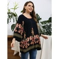 thumbnail image 1 of U.Vomade Nouvelles Chemises pour Femmes Grande Taille Manches Longues Col Rond Imprimé Floral Chemises Décontractées Amples Hauts Surdimensionnés pour Femmes, 1 of 2
