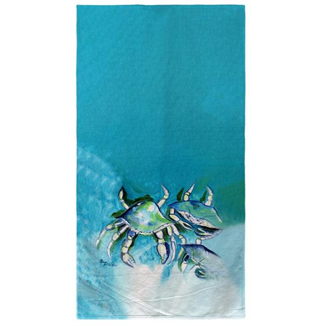 Betsydrake BT1134 White Crabs II Beach Towel