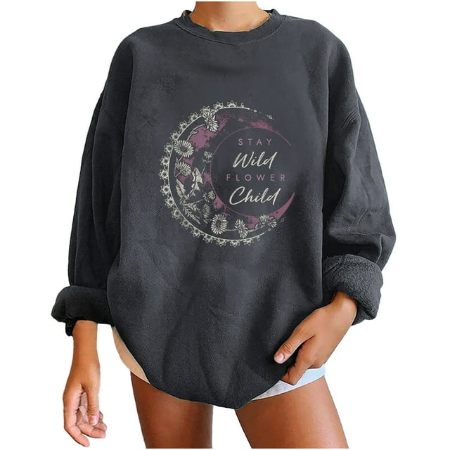Pompotops Sweat-Shirt Ample à Manches Longues en Polaire pour Femmes