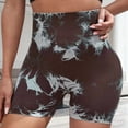 thumbnail image 2 of IWRICH Women Workout Scrunch Lifting Shorts Tie Dye Seamless High Waist Gym Yoga Biker Shorts Brown L, 2 of 3