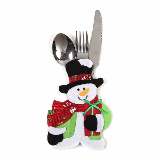 leyfeng Mini cubiertos de Navidad, soportes para vajilla, Mini soportes para cubiertos de Papá Noel, cubiertas para dulces, decoración de mesa para el hogar, regalo